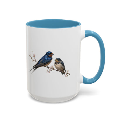 Barn Swallow & Fledgling Two-Tone Mug | Spring Bird Lover Gift