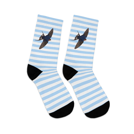 Barn Swallow Stripes Blue White Birding & Birdwatching Bird Socks