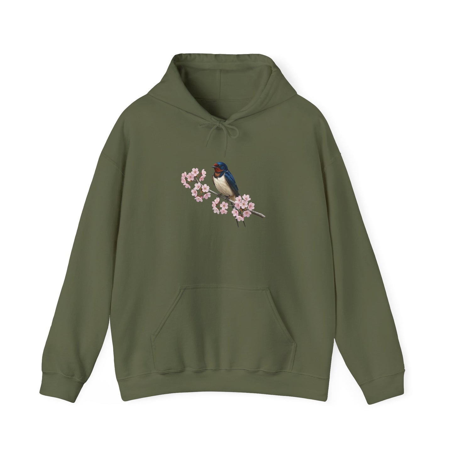 Barn Swallow on a Branch with Cherry Blossoms Hoodie Bird Lover & Bird Watcher | Unisex Sweater | Gift for Bird Lovers