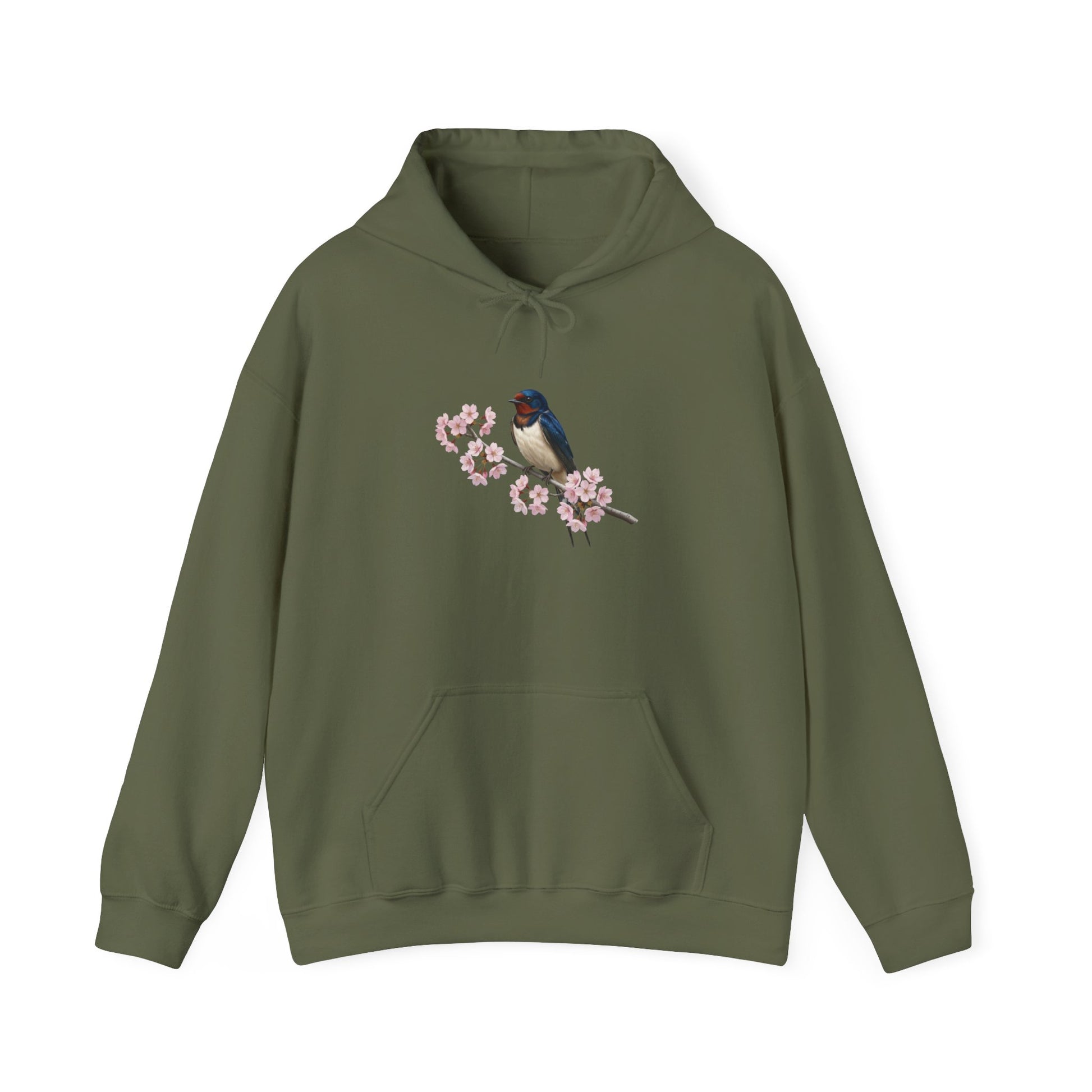 Barn Swallow on a Branch with Cherry Blossoms Hoodie Bird Lover & Bird Watcher | Unisex Sweater | Gift for Bird Lovers
