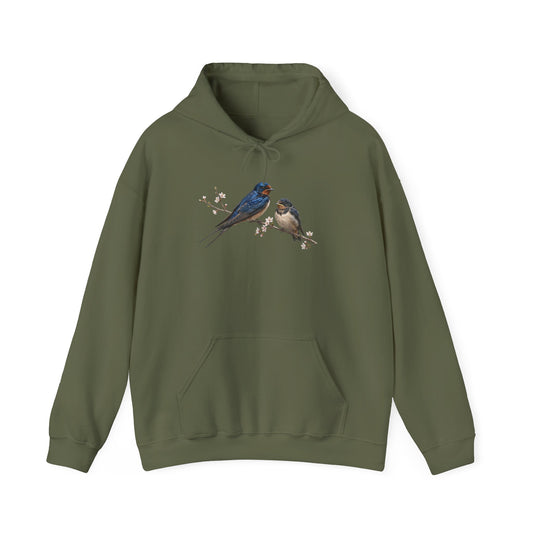 Barn Swallow with Fledgling Hoodie Bird Lover & Bird Watcher | Unisex Sweater | Gift for Bird Lovers