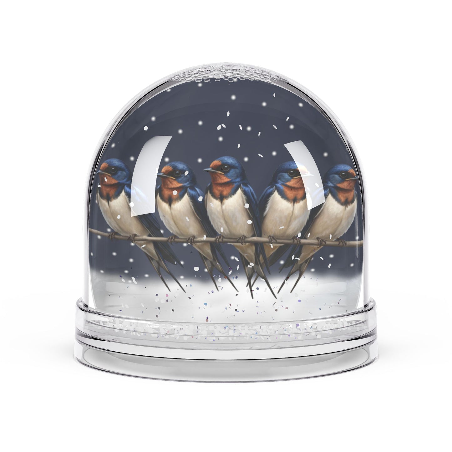 Barn Swallows Bird Snow Globe | Double-Sided Christmas Gift for Bird Lovers