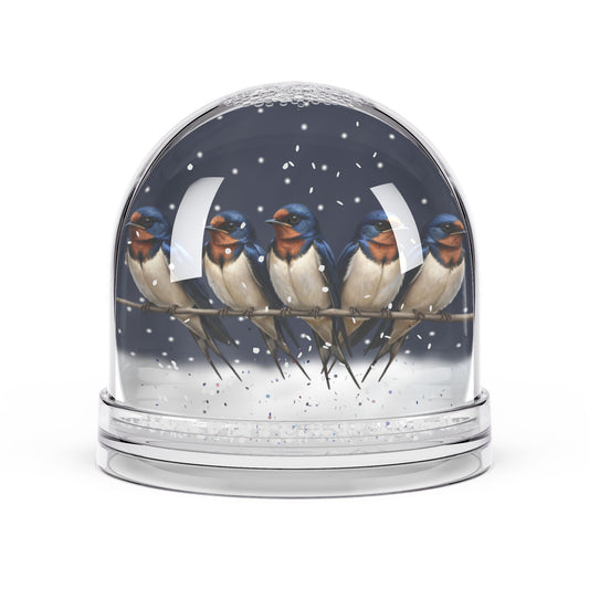 Barn Swallows Bird Snow Globe | Double-Sided Christmas Gift for Bird Lovers