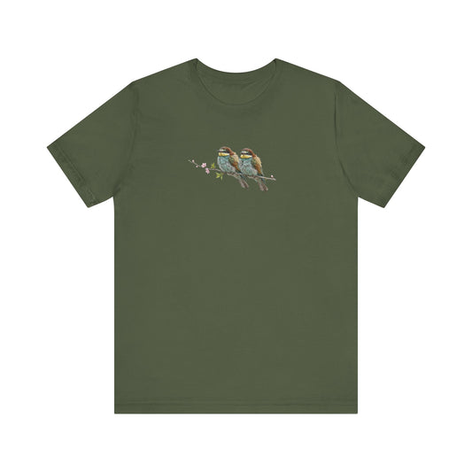 Bee-Eater Fledgling T-Shirt | Spring Blossoms Unisex Graphic Tee for Bird Watchers