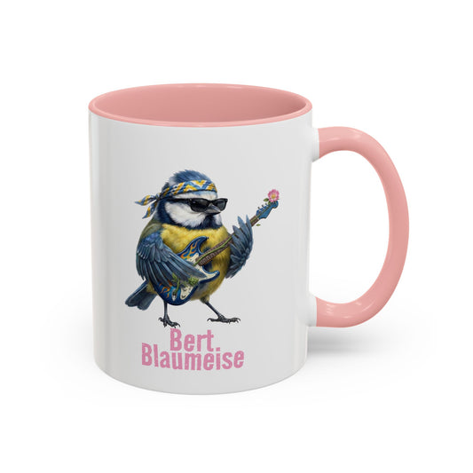 Bert Blumen-Gitarre Tasse (Rosa/Weiß) – Die Gartenvögel Band 2 Merch