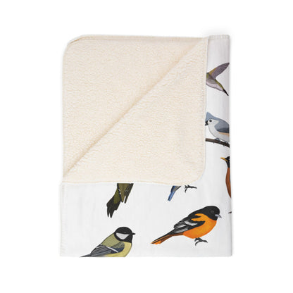 Bird Art Fleece Sherpa Blanket (60"x80") - Thick, Ultra-Soft & Cozy Throw for Bird Lovers