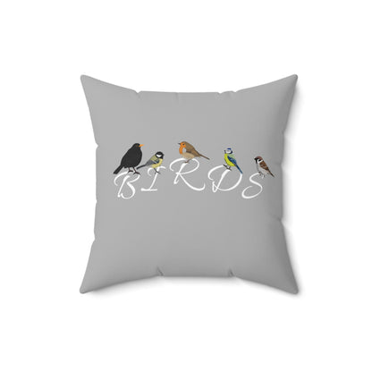 Birds Amsel Kohlmeise Rotkehlchen Blaumeise Spatz Vogel Kissen Grau