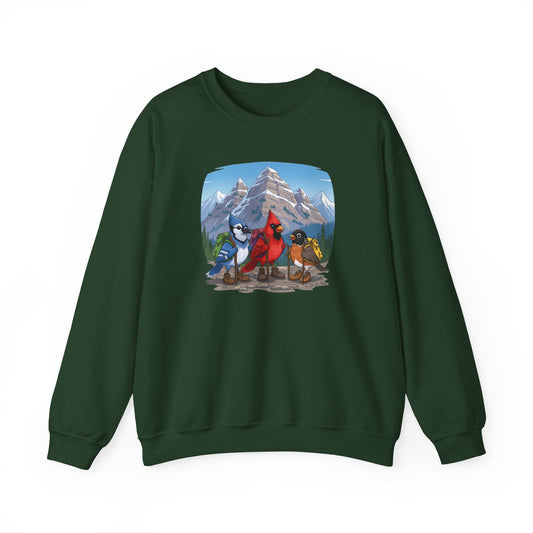 Birds Hiking Sweatshirt Funny Cardinal Robin Blue Jay on a Hike Bird Watchers & Bird Lovers