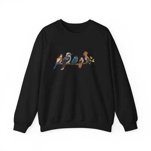 Birds on a Branch Sweatshirt Hoopoe Kookaburra Kingfisher Bird Watching & Bird Lovers