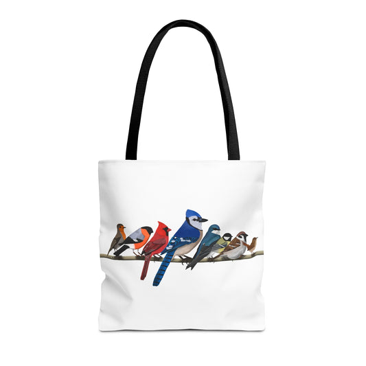 Birds on a Branch Tote Bag 16"x16" Blue Jay Cardinal Robin for Bird Lovers