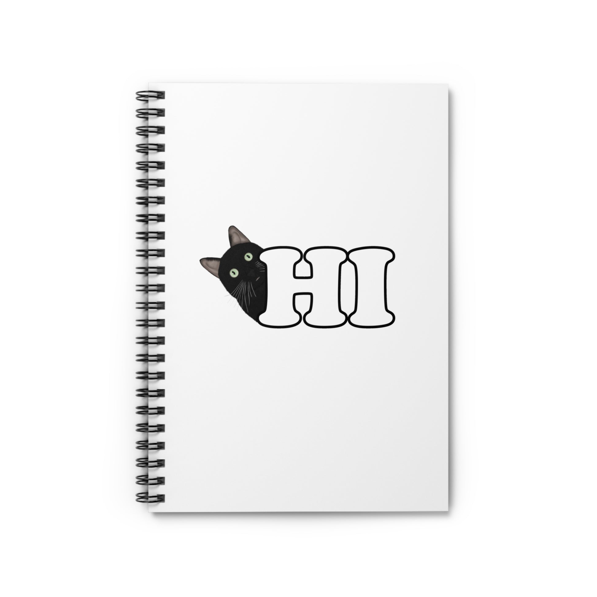 Black Cat Hi Cat Lover Spiral Notebook Ruled Line 6" x 8"