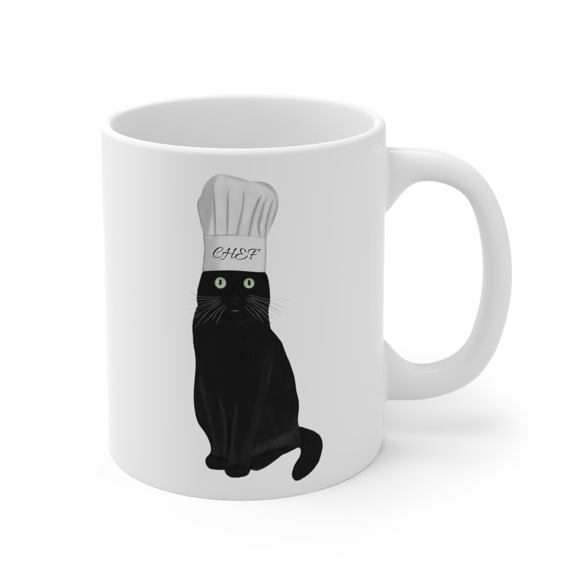 Black Cat Kitchen Chef Cat Lover Ceramic Mug White