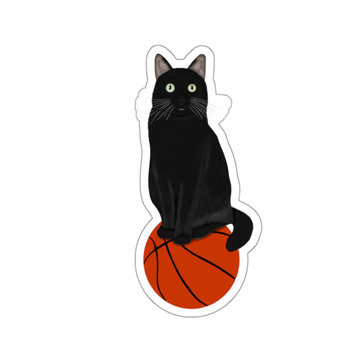 Black Cat with Basketball Cat Lover Sticker