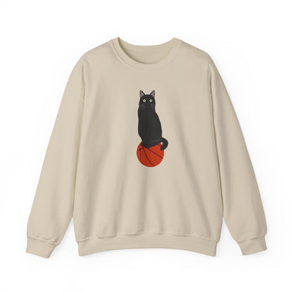 Black Cat with Basketball Cat Lover Sweatshirt