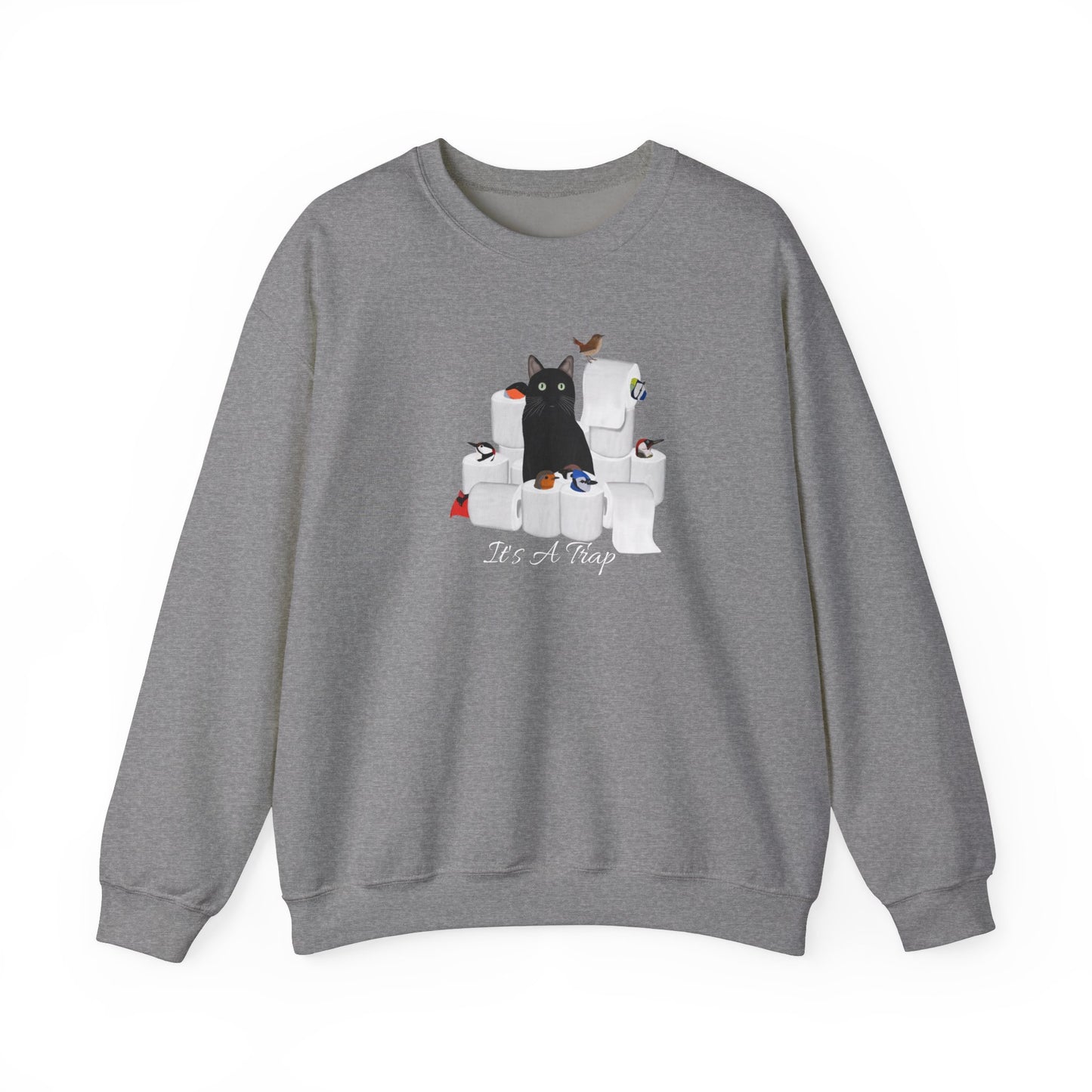 Black Cat with Birds and Toilet Paper Cat Lover Sweatshirt