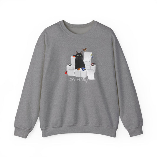 Black Cat with Birds and Toilet Paper Cat Lover Sweatshirt