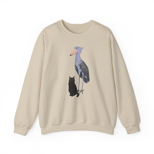 Black Cat with Shoebill Bird Cat Lover Sweatshirt