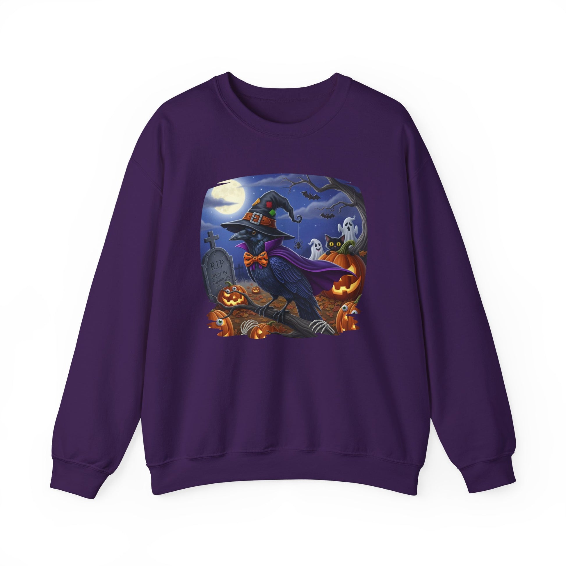 Black Raven Halloween Bird Sweatshirt - Spooky Halloween Costume for Bird Lovers