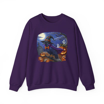 Black Raven Halloween Bird Sweatshirt - Spooky Halloween Costume for Bird Lovers
