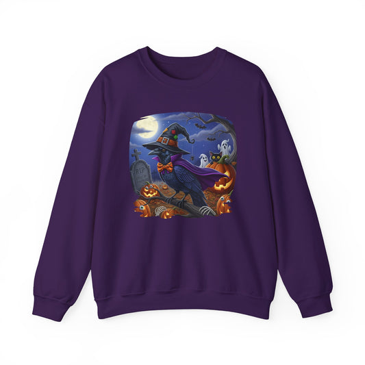 Black Raven Halloween Bird Sweatshirt - Spooky Halloween Costume for Bird Lovers