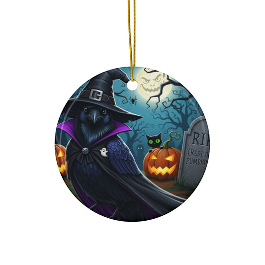 Black Raven Halloween Ornaments, 2-Sided Witchy Bird Decor, Spooky Decorations, Halloween Gifts
