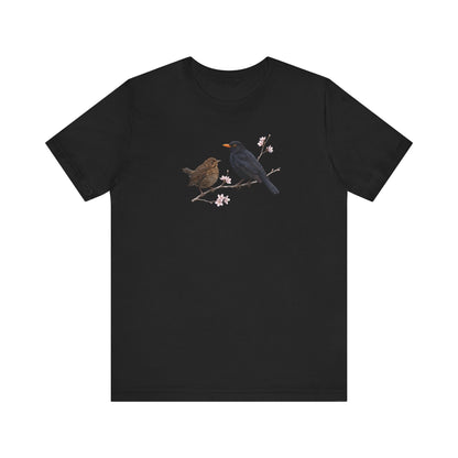 Blackbird & Fledgling T-Shirt | Spring Blossoms Unisex Graphic Tee