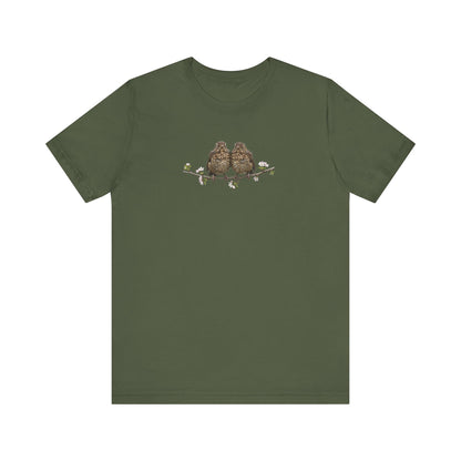 Blackbird Fledgling T-Shirt | Spring Blossoms Unisex Graphic Tee for Bird Watchers