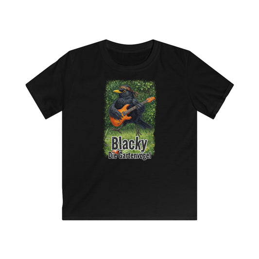 Blacky Amsel springt aus der Hecke (Vintage-Grunge) – Premium Kinder T-Shirt | Die Gartenvögel