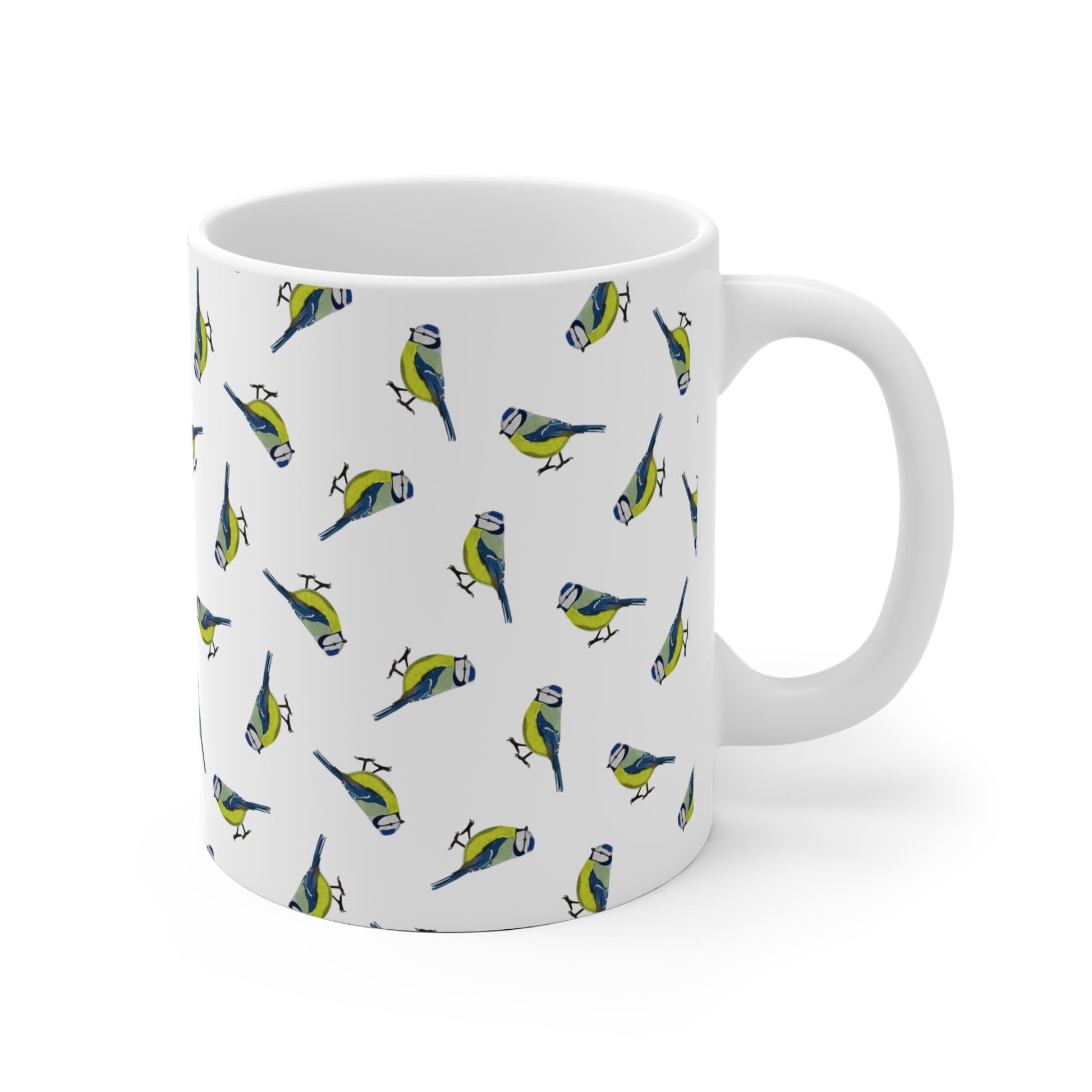 Blaumeise Tasse mit Streumuster | Vogelmotiv Kaffeebecher für Vogelbeobachter & Naturfreunde