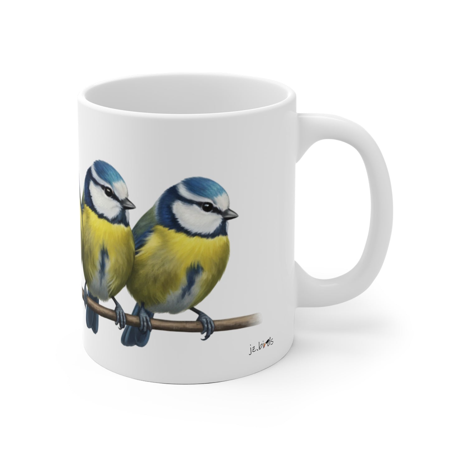 Blaumeisen Tasse Vögel auf einem Ast Vogelmotiv für Vogelbeobachter und Vogelfreunde