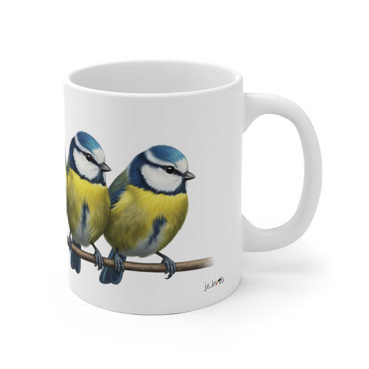 Blaumeisen Tasse Vögel auf einem Ast Vogelmotiv für Vogelbeobachter und Vogelfreunde