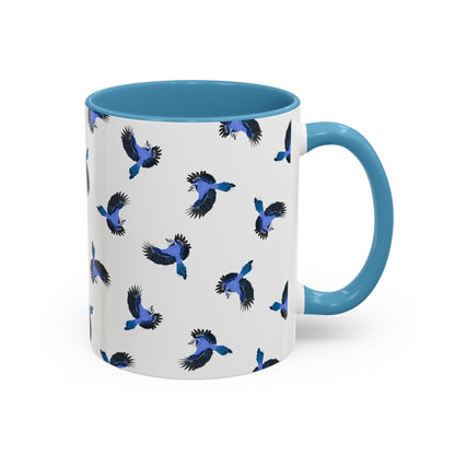 Blue Jay All-Over Pattern Accent Mug | Colorful Bird Lover Gift for Birdwatchers