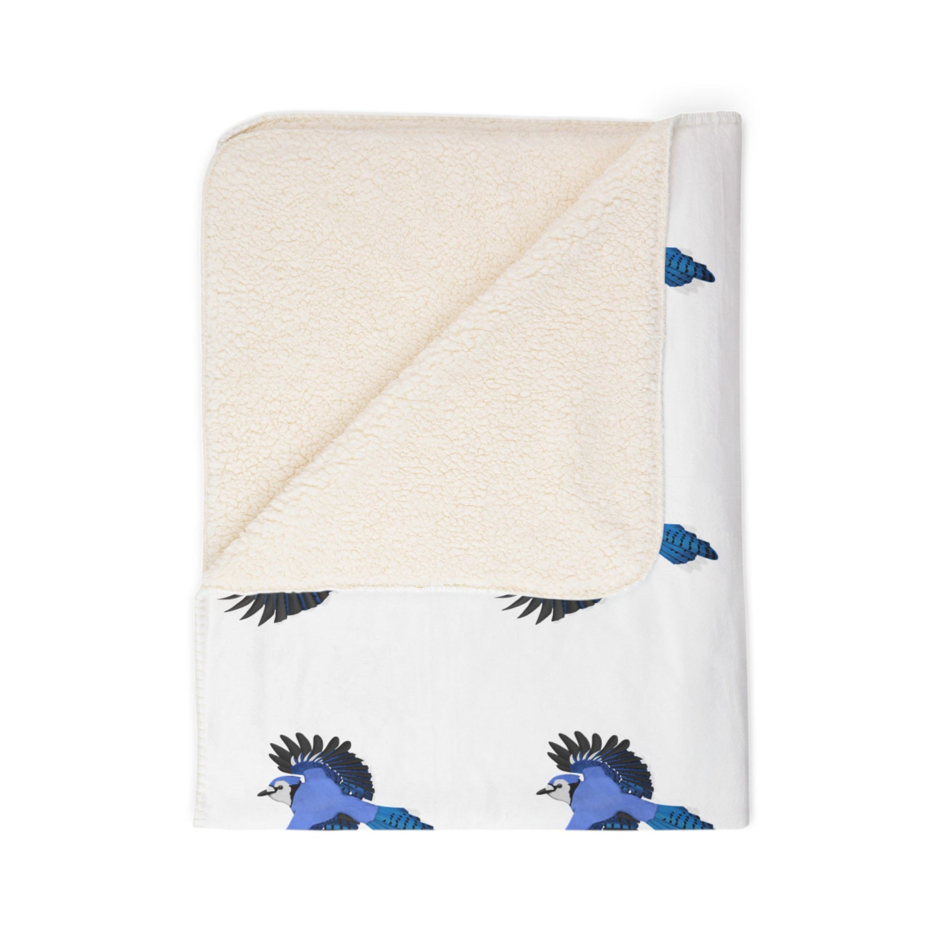 Blue Jay Art Fleece Sherpa Blanket (60"x80") - Thick, Ultra-Soft & Cozy Throw for Bird Lovers
