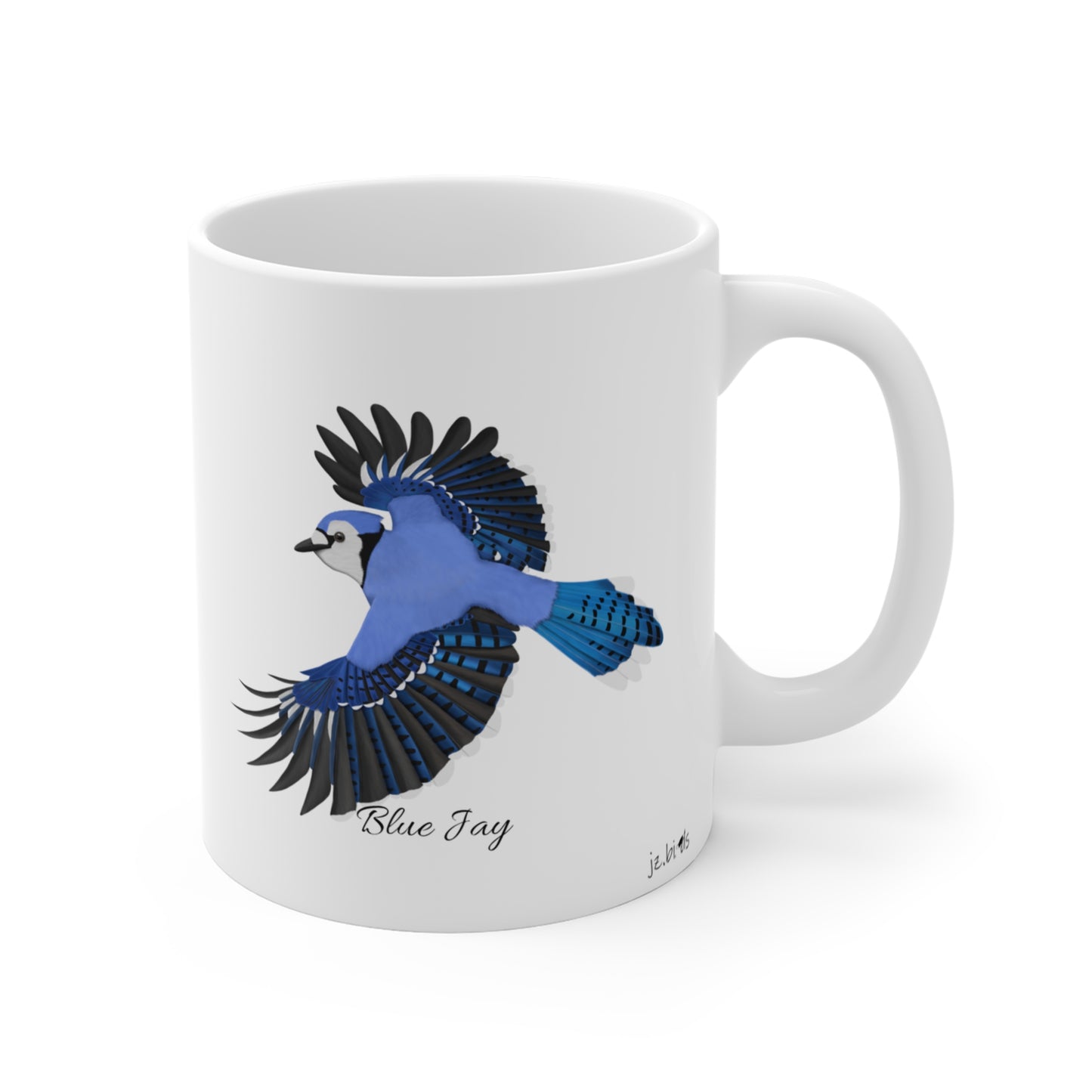 Blue Jay Bird Ceramic Mug Birdwatcher White