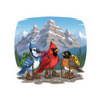 Blue Jay Cardinal Robin Hiking Kiss-Cut Sticker for Bird Watchers and Hiking Lovers