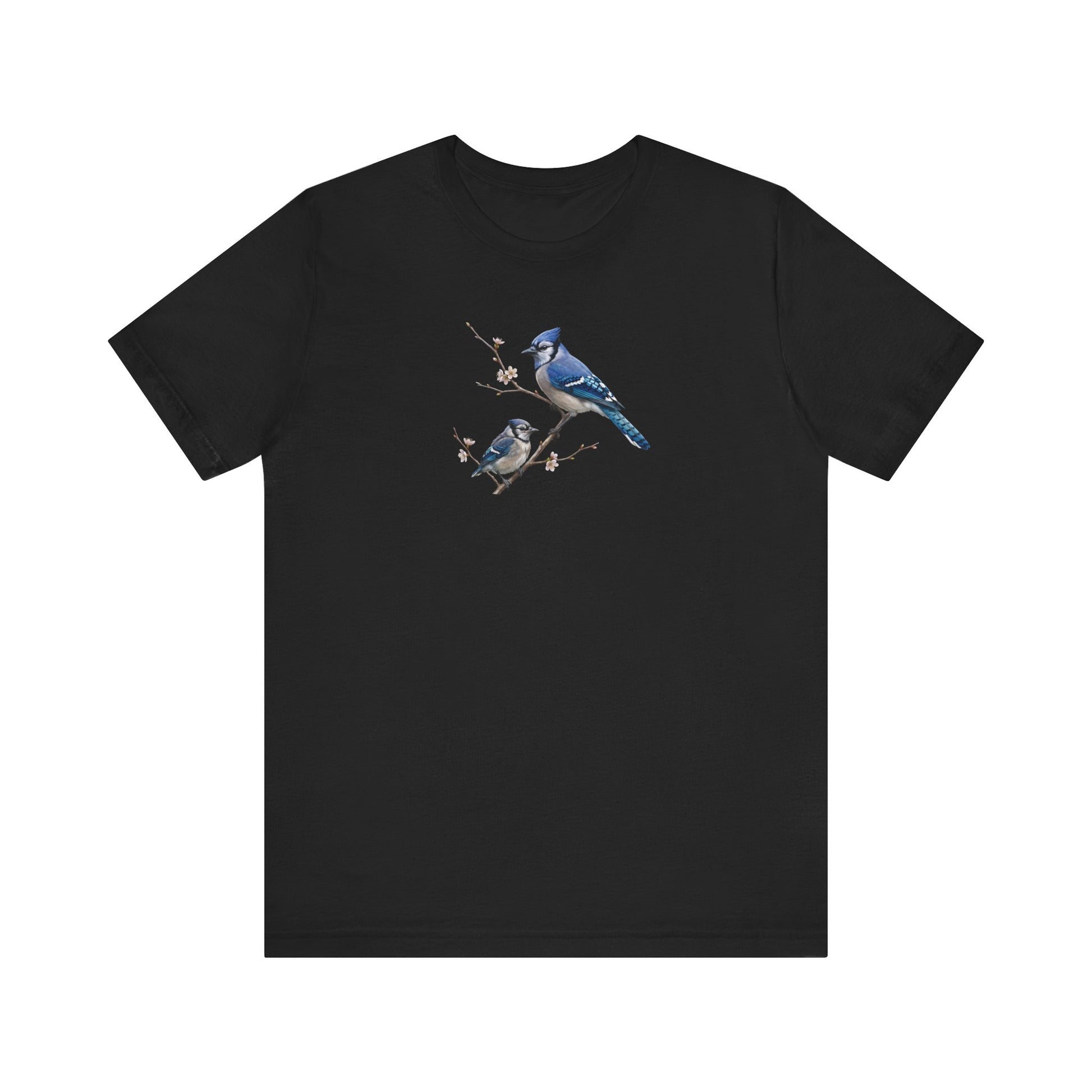 Blue Jay & Fledgling T-Shirt | Spring Blossoms Unisex Graphic Tee