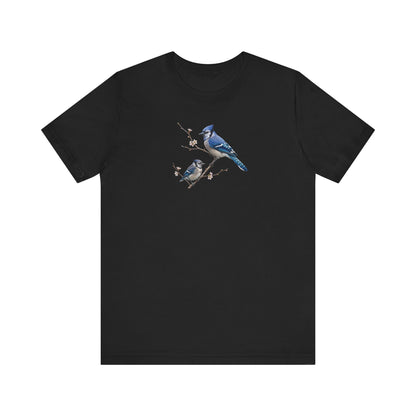 Blue Jay & Fledgling T-Shirt | Spring Blossoms Unisex Graphic Tee