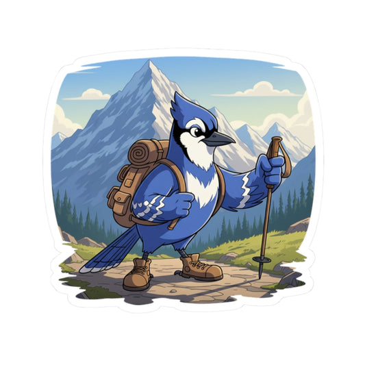 Blue Jay Hiking Kiss-Cut Sticker for Bird Watchers and Hiking Lovers