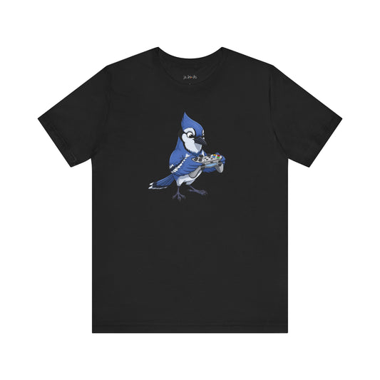 Blue Jay Playing Video Games Funny Gamer and Bird Lover T-Shirt