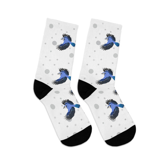 Blue Jay Socks White Bird Socks for Bird Lovers One Size