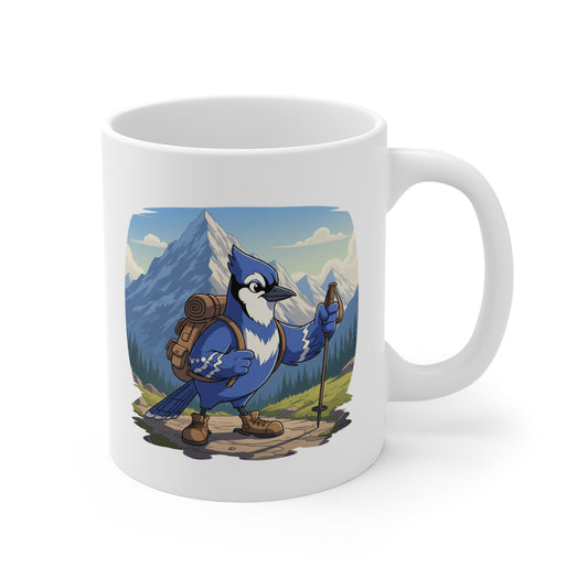 Blue Jay on a Hike Mug for Hiking Lovers & Bird Watchers 11oz