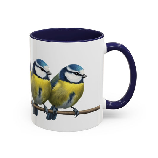 Blue Titmice on a Branch Ceramic Bird Coffee Mug – Custom Gift for Bird Watchers