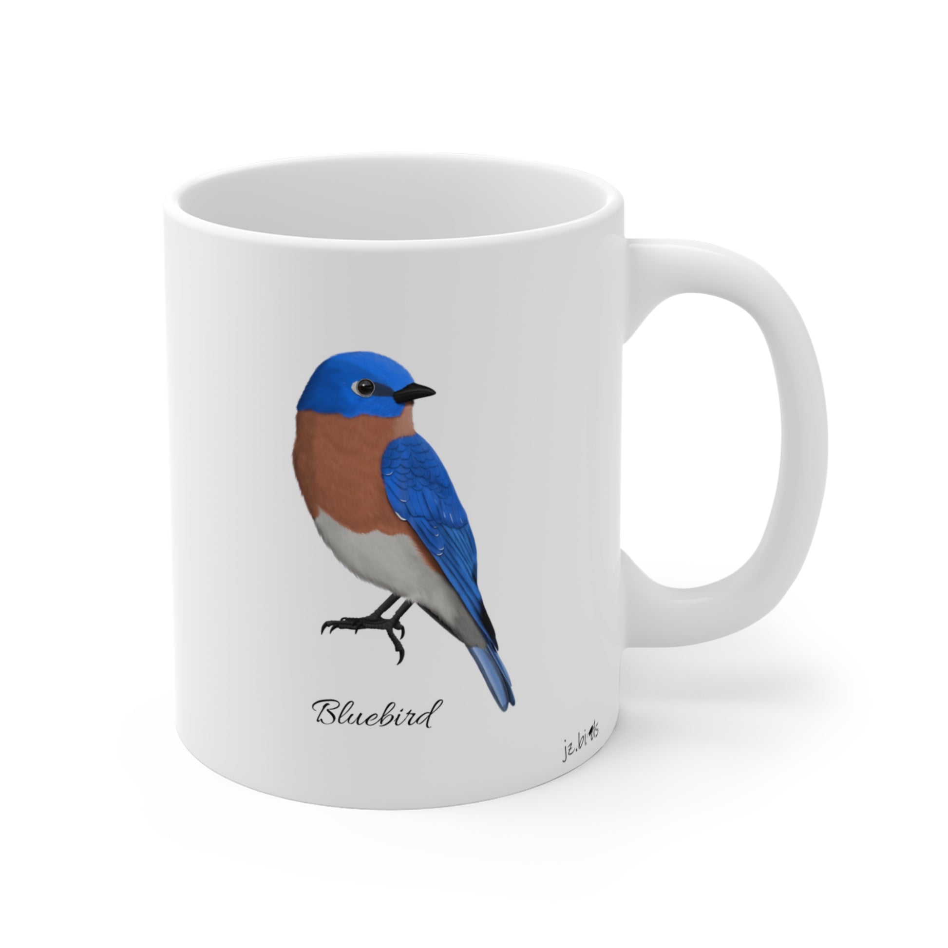 Bluebird Bird Ceramic Mug Birdwatcher White