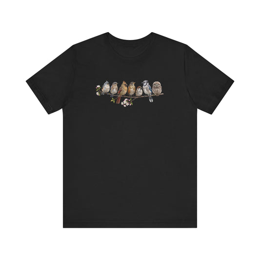 Bluebird Cardinal Blue Jay Robin | 7 Little Fledglings T-Shirt | Cute Baby Birds Graphic Tee