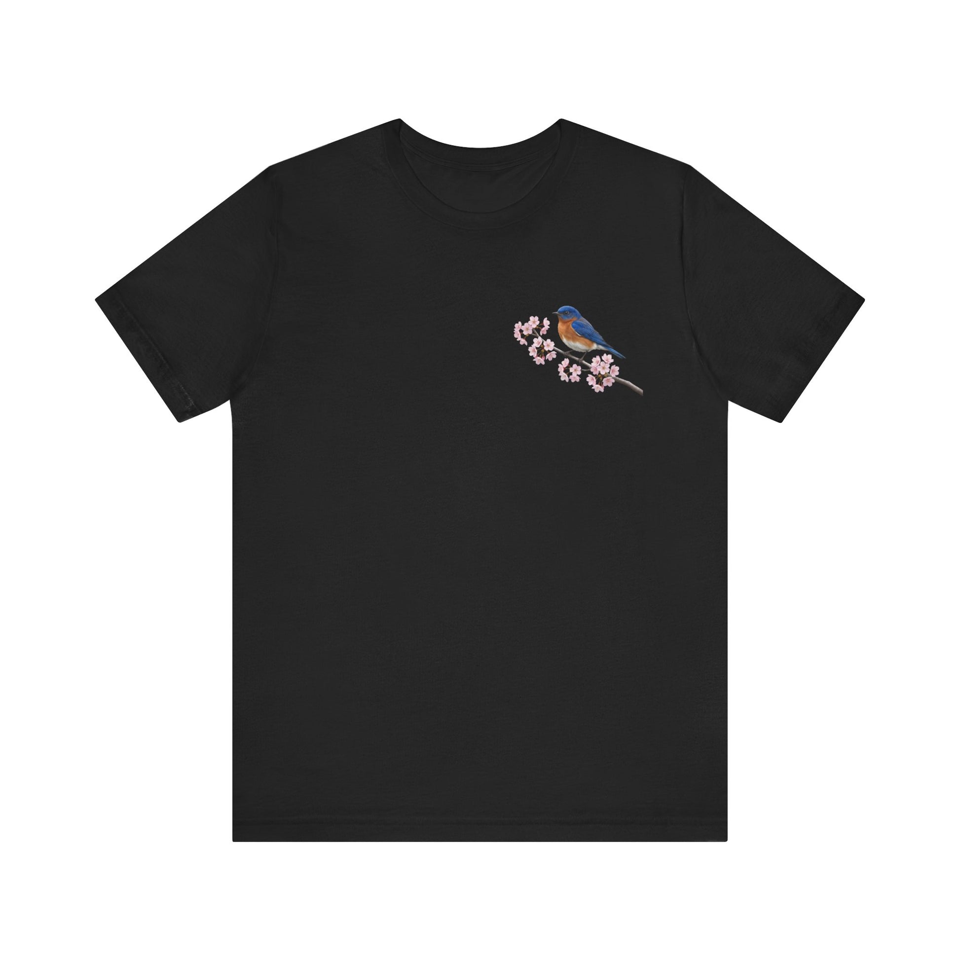 Bluebird Cherry Blossom T-Shirt | Floral Spring Tee for Bird Lovers