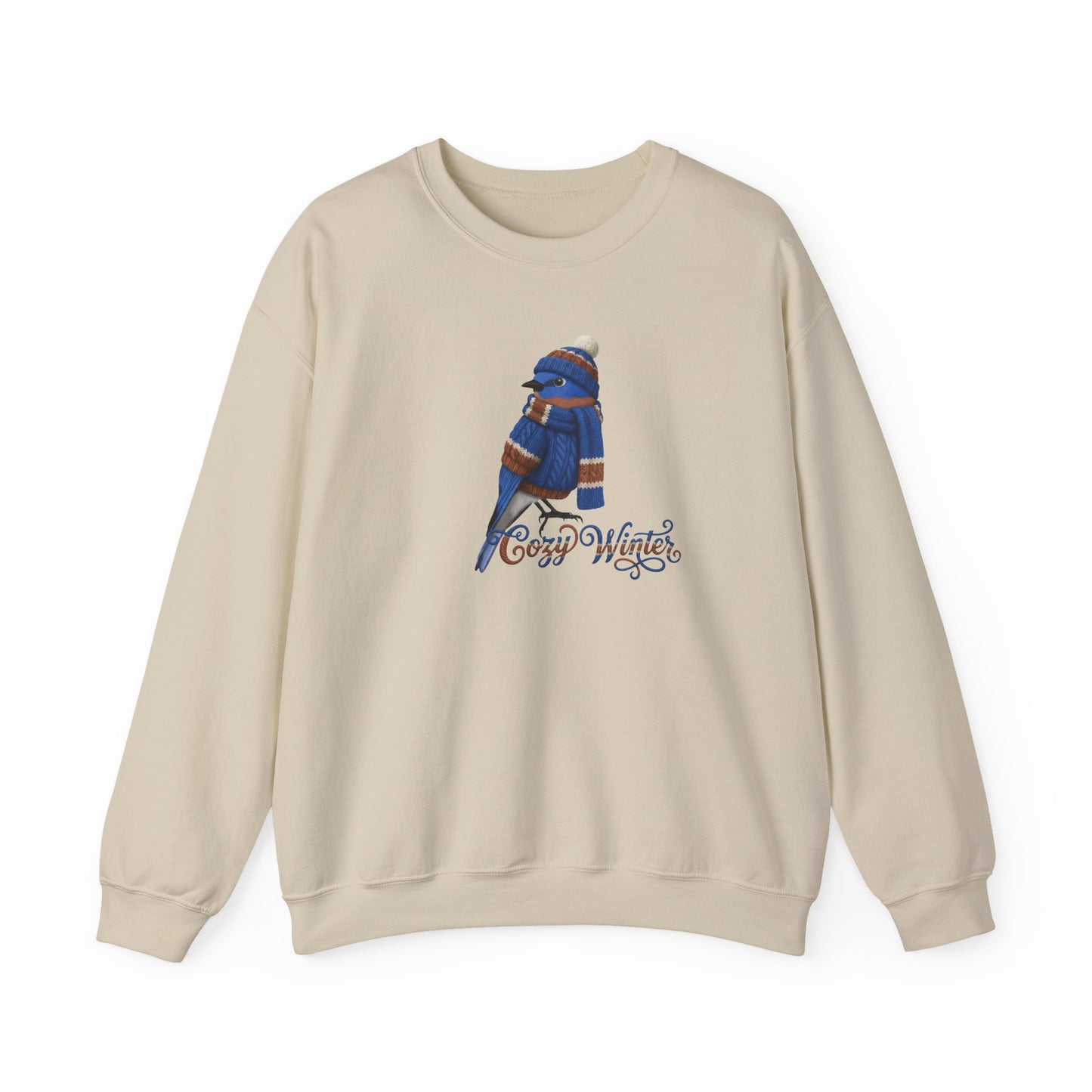 Bluebird Cozy Winter Sweatshirt | Bird Watcher Crewneck | Unisex Songbirds Wearing Knit Gift for Bird Lovers