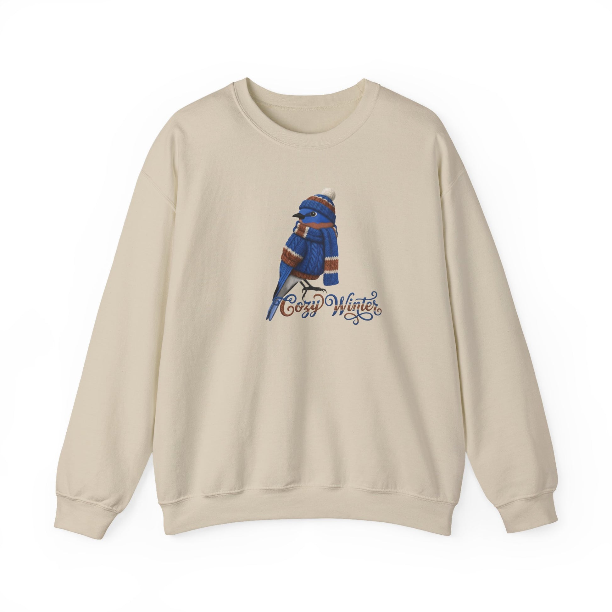 Bluebird Cozy Winter Sweatshirt | Bird Watcher Crewneck | Unisex Songbirds Wearing Knit Gift for Bird Lovers