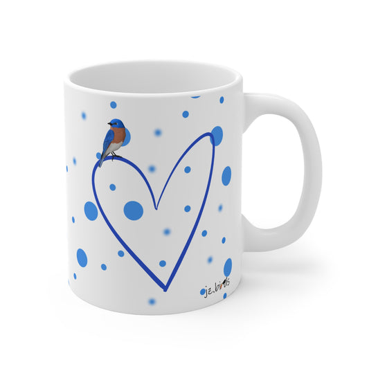 Bluebird Valentine's Day Bird Mug 11oz Blue Heart