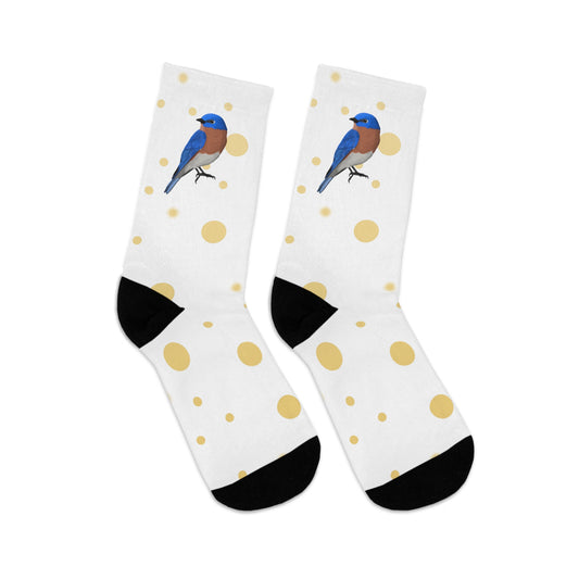 Bluebird with Golden Dots Birding & Birdwatching Bird Socks White