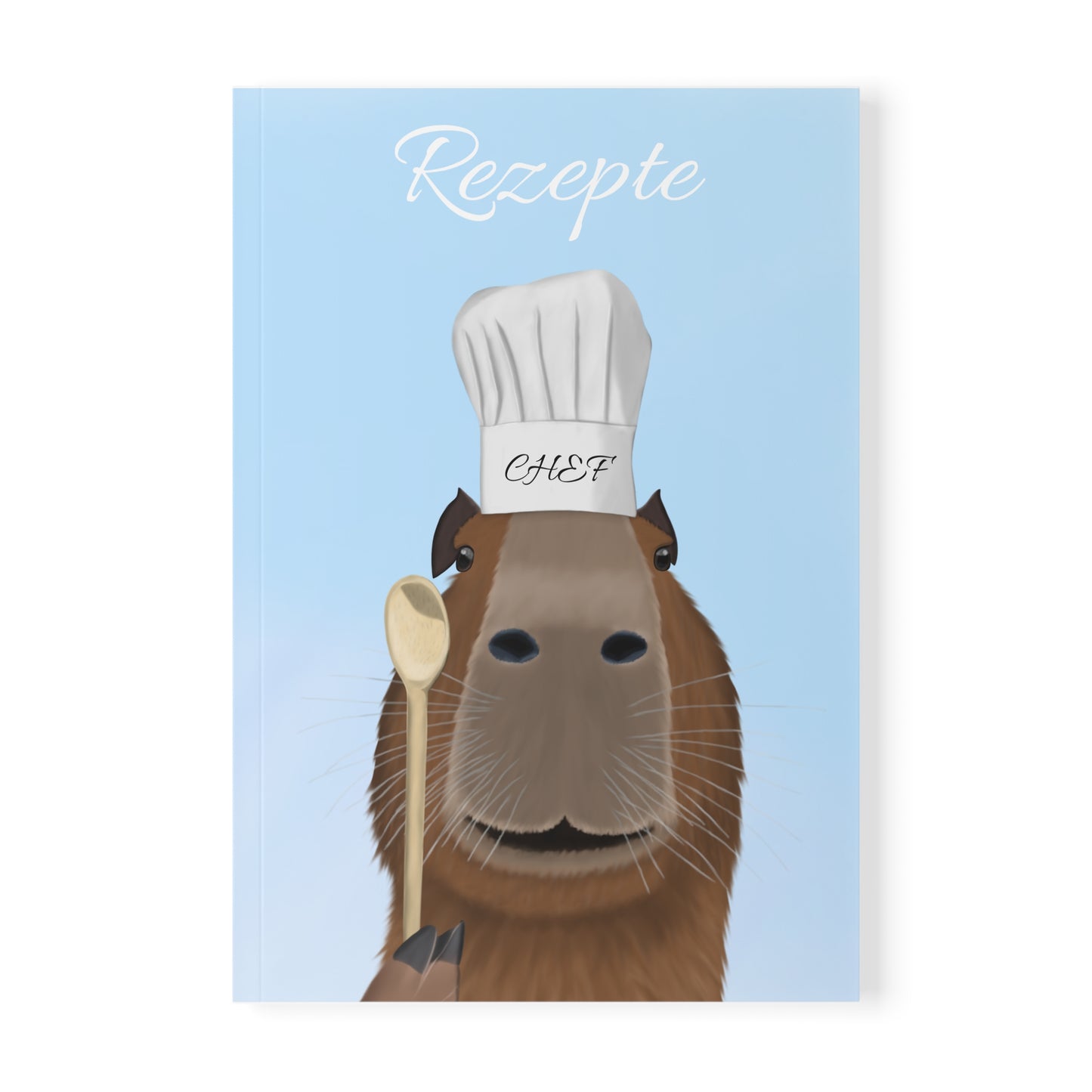Capybara mit Kochmütze und Kochlöffel A5 Softcover Notizbuch 150 Seiten Liniert